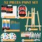 Acrylic Paint Canvas Set,52 Piece Professional Painting Supplies Kit with 2 Wood Easel,2 * 12Colors,2 * 10 Brushes,Circular Canvas Etc,Premium Paint Kit for Kids,Students, Artists and Beginner